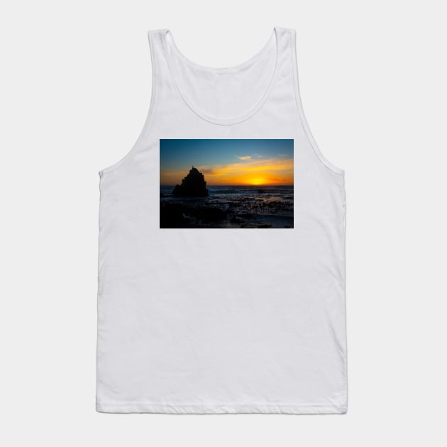 Sun Setting Into The Pacific Ocean Tank Top by photogarry